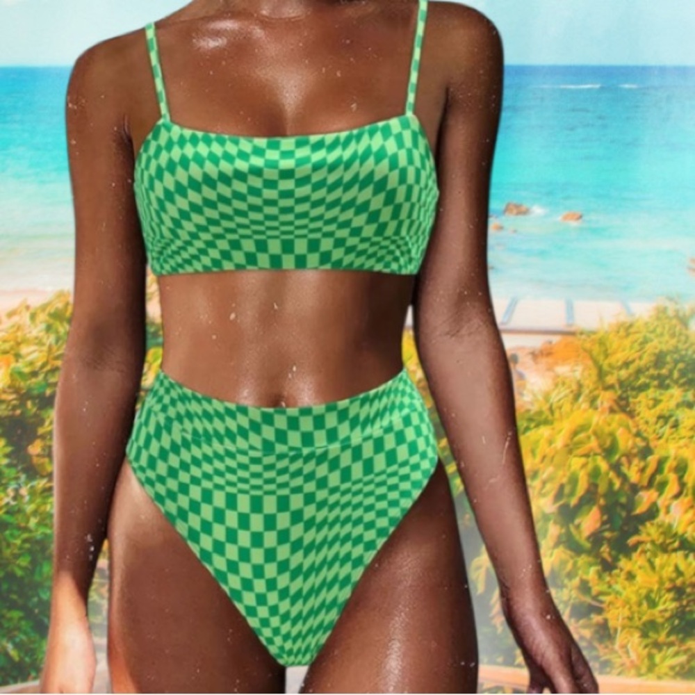 MOSHENGQI Swimsuit Bikini High Waisted‎ Two 2 Piece Large